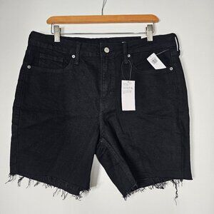 Old Navy High-Rise O.G. Straight 7 "In Denim Shorts Cut Off Black Womens 14 NWT